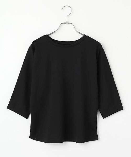 J-FACTORY / ジェイファクトリー Tシャツ | スビンコットン7分丈Ｔシャツ（クロ）
