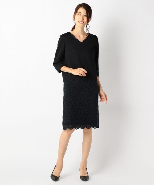 セール 17秋のweb限定 ボタニカルレースブロッキング ワンピース ミニ丈 ひざ丈ワンピース 自由区 ジユウク ファッション通販 タカシマヤファッションスクエア