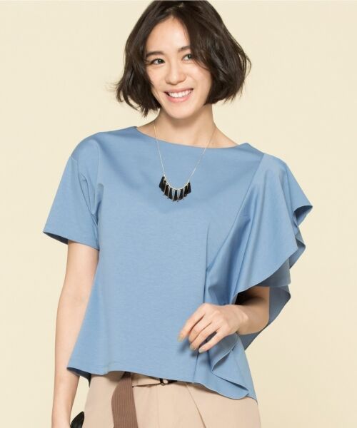 セール 亜希さん着用 サファイアポンチ フリルtシャツ 検索番号e28 Tシャツ 自由区 ジユウク ファッション通販 タカシマヤファッションスクエア