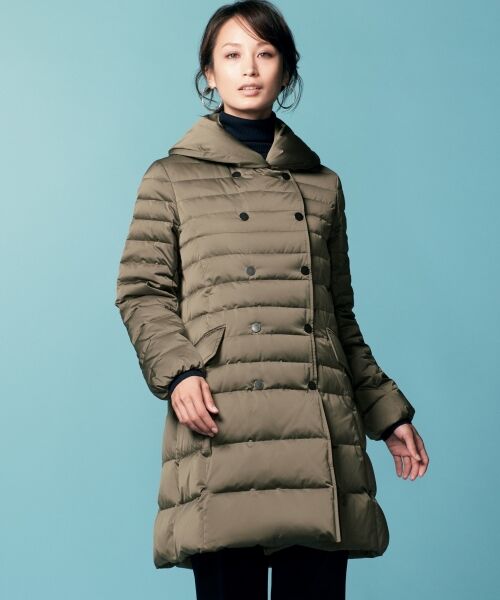 ダウンコート自由区【17AW】サテンタフタダウンコート　カーキ色