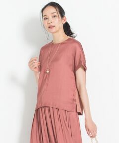 自由区 / ジユウク Tシャツ | 【洗える】イージーサテン 異素材コンビカットソー