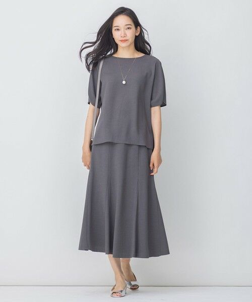 自由区 【イージーケア】サマーセットアップ スカート グレー 30サイズ