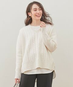 【洗える】ウールカシミヤブレンド Vネックプルオーバーニット