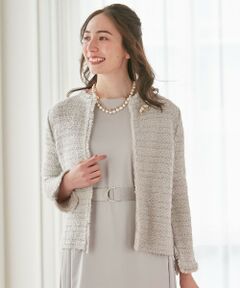 自由区 / ジユウク ノーカラージャケット | ファンシーツイード ニットジャケット