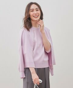 【WEB限定カラー有】コットンパールニット クルーネック カーディガン