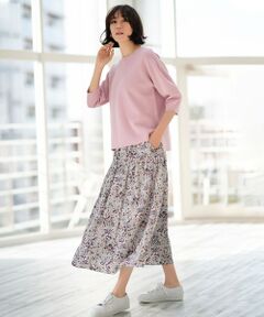 自由区 / ジユウク ミニ・ひざ丈スカート | 【ウエストゴム】ブルーミングフラワー ティアードスカート