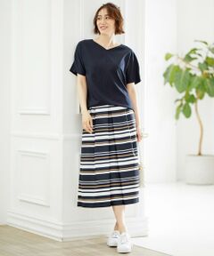 自由区 / ジユウク ミニ・ひざ丈スカート | 【接触冷感・速乾・UVカット・撥水・防シワ】リネンライクツイル タックスカート