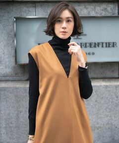 自由区 / ジユウク カットソー | 【XSサイズ〜/洗える】ベアテレコ ボトルネック カットソー