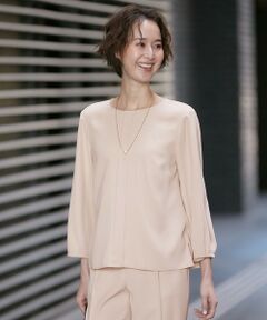 自由区 / ジユウク シャツ・ブラウス | 【XSサイズ〜/洗える】ダブルフェイススーティング プルオーバーブラウス