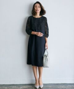 自由区 / ジユウク ドレス | 【XSサイズ〜/洗える】フラワーコードレース サックワンピース