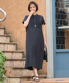 自由区 / ジユウク ミニ丈・ひざ丈ワンピース | 【洗える・XSサイズあり】ジオメトリックエンブロイダリーシャツ ワンピース