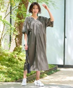 自由区 / ジユウク ロング・マキシ丈ワンピース | 【WEB限定・洗える・XSサイズあり】ライトギャザーフレアスリーブ ワンピース