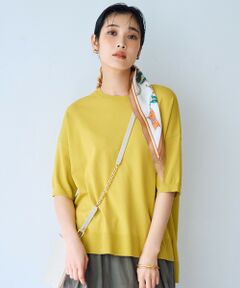 【SHIHOさん着用・WEB限定カラーあり・接触冷感・UVカット】クレープストレッチプルオーバー ニット