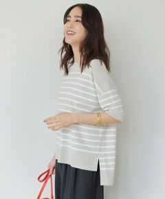 【SHIHOさん着用・WEB限定カラーあり・接触冷感・UVカット】クレープストレッチプルオーバー ニット