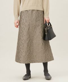 自由区 / ジユウク ミニ・ひざ丈スカート | 【洗える】フラワーカットジャガード スカート