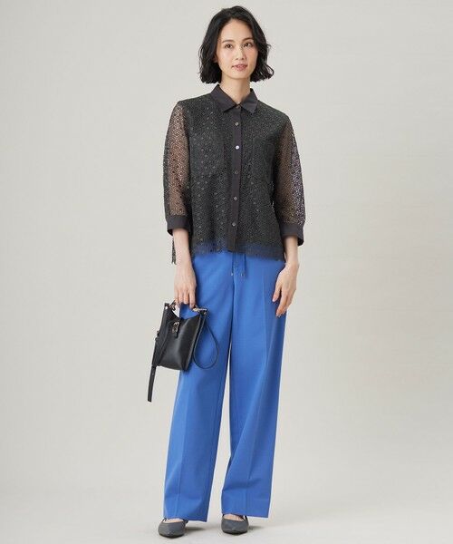 自由区 / ジユウク シャツ・ブラウス | 【ドラマ「明日はもっと いい日になる」着用】【洗える】ジオメトリックフラワーレースクロップド丈シャツ ブラウス | 詳細6