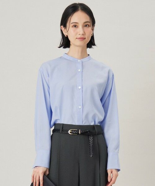 自由区/ジユウク 【SHIHOさん着用・洗える】SOMELOSバンドカラー ブラウス サックス 38 自由区/ジユウク 【SHIHOさん着用・洗える】SOMELOSバンドカラー ブラウス サックス 38