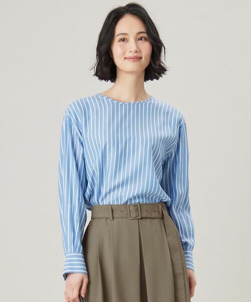 自由区/ジユウク 【SHIHOさん着用・洗える】SOMELOSチュニック ブラウス ラメブルーストライプ 38 自由区/ジユウク 【SHIHOさん着用・洗える】SOMELOSチュニック ブラウス ラメブルーストライプ 38