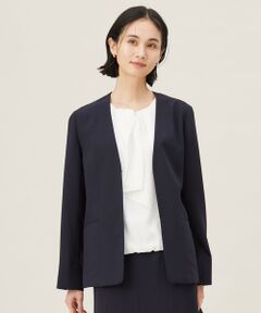 自由区 / ジユウク ノーカラージャケット | 【セットアップ対応・接触冷感・UVケア・洗える】ライトストレッチノーカラー ジャケット