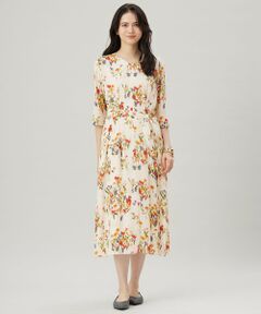 自由区 / ジユウク ロング・マキシ丈ワンピース | 【洗える】フラワーガーデンプリント ワンピース