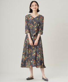 自由区 / ジユウク ロング・マキシ丈ワンピース | 【洗える】フラワーガーデンプリント ワンピース