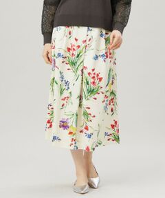 自由区 / ジユウク ミニ・ひざ丈スカート | 【洗える】ペイントタッチフラワープリント スカート