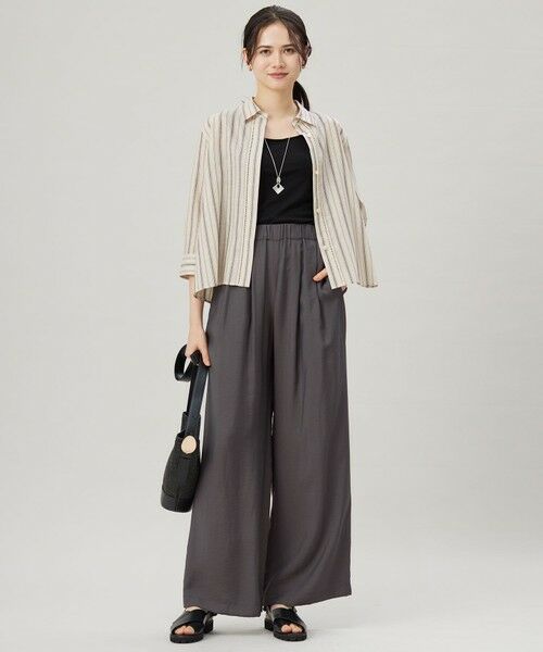 自由区 / ジユウク シャツ・ブラウス | 【ドラマ「明日はもっと いい日になる」着用】【接触冷感・吸水速乾・洗える】ナチュラルリネンクロップド丈 シャツ | 詳細20