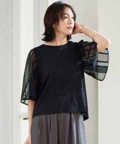 自由区 / ジユウク カットソー | 【洗える】レースエッジフレアスリーブ トップス