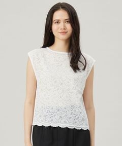 自由区 / ジユウク ニット・セーター | 【洗える】クレープストレッチレースコンビ ニット