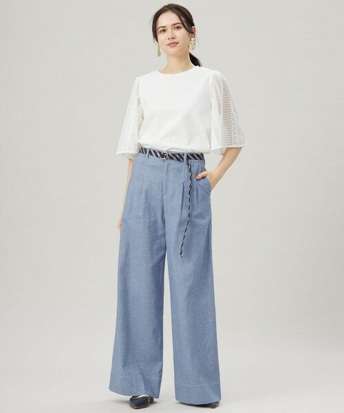 自由区 / ジユウク その他パンツ | 【洗える】コットンリネンシャンブレーワイドストレート パンツ | 詳細3