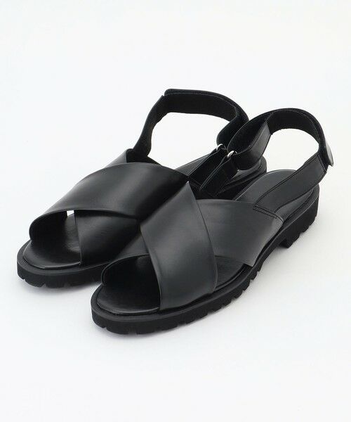 自由区/ジユウク 【カタログ掲載】ワイドクロス サンダル ブラック 22H