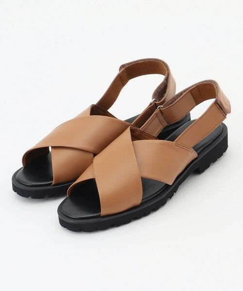 自由区/ジユウク 【カタログ掲載】ワイドクロス サンダル ブラウン 24H