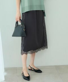 自由区 / ジユウク ミニ・ひざ丈スカート | 【洗える】サテンレース スカート