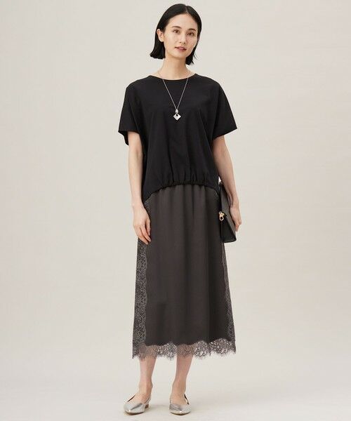 自由区 / ジユウク ミニ・ひざ丈スカート | 【洗える】サテンレース スカート | 詳細3