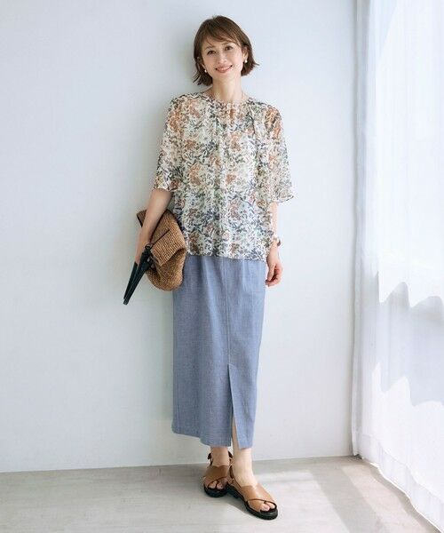 自由区 / ジユウク ミニ・ひざ丈スカート | 【洗える】コットンリネンシャンブレー スカート | 詳細3