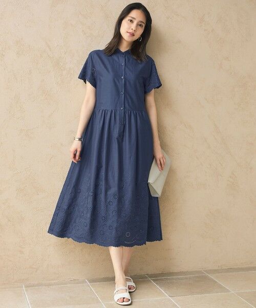 自由区/ジユウク 【カタログ掲載・接触冷感・洗える】エンブロイダリーローンシャツ ワンピース コバルトブルー 40 自由区/ジユウク 【カタログ掲載・接触冷感・洗える】エンブロイダリーローンシャツ ワンピース コバルトブルー 40