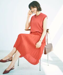 自由区 / ジユウク ロング・マキシ丈ワンピース | 【カタログ掲載・洗える】ジョーゼットプリーツコンビ ワンピース