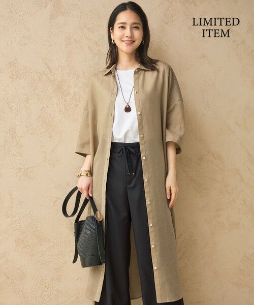 自由区 / ジユウク ミニ丈・ひざ丈ワンピース | 【カタログ掲載・WEB限定・接触冷感・洗える】シアーラミーローンシャツ ワンピース | 詳細1