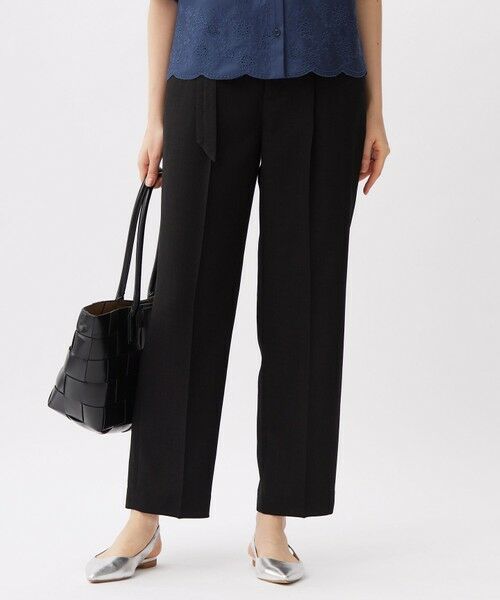 自由区 / ジユウク その他パンツ | 【カタログ掲載・セットアップ対応・接触冷感・UVカット・洗える】ライトリネンライクテーパード パンツ(ブラック)