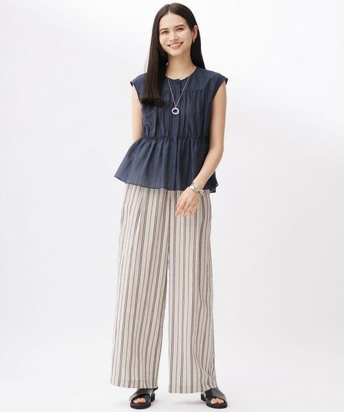 自由区 / ジユウク その他パンツ | 【カタログ掲載・セットアップ対応・洗える】リネンビスコースストライプドロスト パンツ | 詳細3