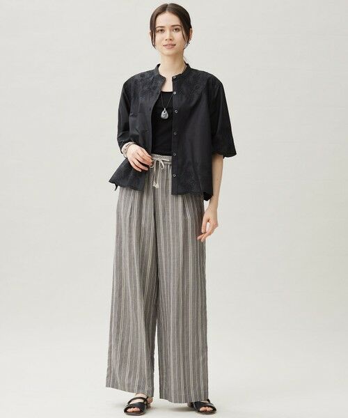 自由区 / ジユウク その他パンツ | 【カタログ掲載・セットアップ対応・洗える】リネンビスコースストライプドロスト パンツ | 詳細10