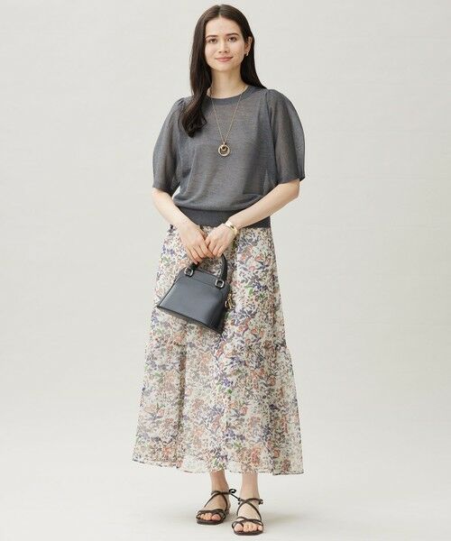 自由区 / ジユウク ミニ・ひざ丈スカート | 【セットアップ対応・洗える】ボタニカルフラワープリントティアード スカート | 詳細4