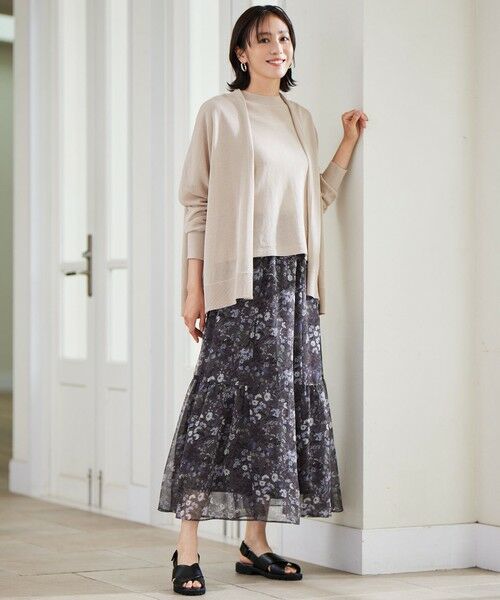 自由区 / ジユウク ミニ・ひざ丈スカート | 【セットアップ対応・洗える】ボタニカルフラワープリントティアード スカート | 詳細8