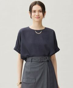 自由区 / ジユウク シャツ・ブラウス | 【カタログ掲載・洗える】ラスティックメッシュドルマンスリーブ Tブラウス