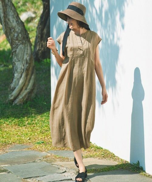 自由区 / ジユウク ロング・マキシ丈ワンピース | 【カタログ掲載・接触冷感・洗える】シアーラミーローンフレンチスリーブ ワンピース | 詳細1