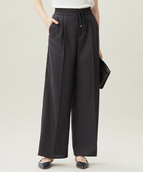 自由区/ジユウク 【カタログ掲載・接触冷感・UVケア・洗える】フルダルスパンマイクロピーチワイドストレート パンツ セピア 36