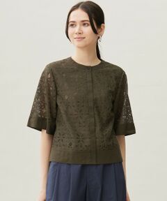 自由区 / ジユウク シャツ・ブラウス | 【カタログ掲載・洗える】フラワータイルレース ブラウス