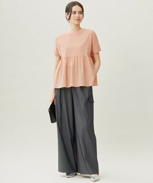 自由区 / ジユウク カットソー | 【洗える】リネンサッカーコンビペプラム カットソー | 詳細5