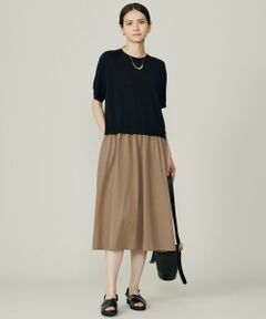 自由区 / ジユウク ロング・マキシ丈ワンピース | 【洗える】タフタコンビ半袖 ワンピース