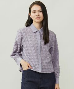 自由区 / ジユウク シャツ・ブラウス | シアージオメトリックジャカードクロップド丈 ブラウス